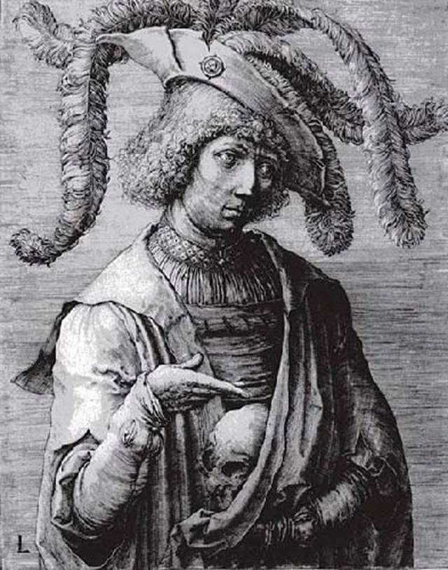 Un giovane con un teschio in mano   Lukas van Leiden
