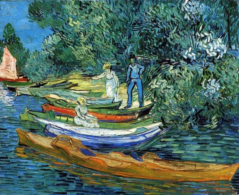 Costa con barche a Auvers sul fiume Oise   Vincent Van Gogh