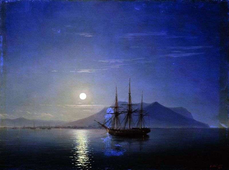 Barca a vela al largo della costa della Crimea in una notte illuminata dalla luna   Ivan Aivazovsky