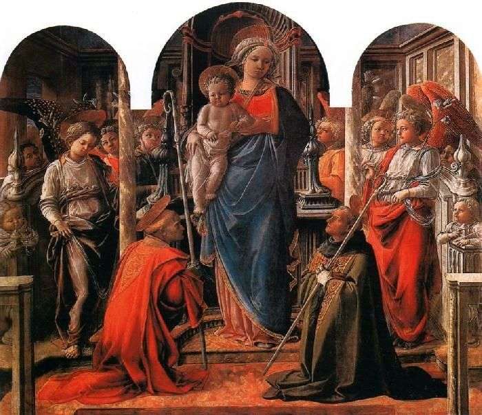 Madonna col Bambino, circondata da angeli, con i santi Frediano e Agostino   Filippo Lippi