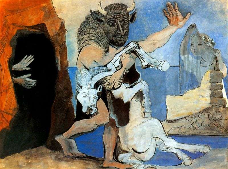 Minotauro con un cavallo morto davanti alla grotta   Pablo Picasso