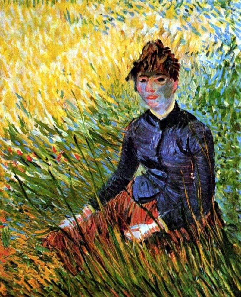Donna che si siede nellerba   Vincent Van Gogh