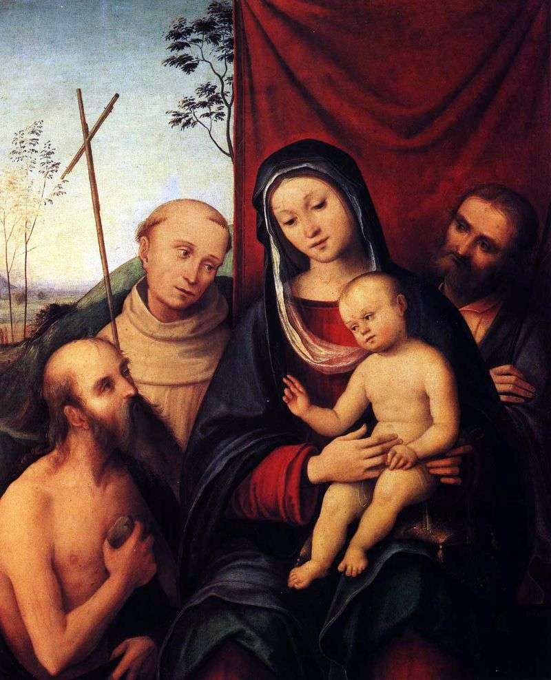 Sacra Famiglia con San Girolamo e San Francesco dAssisi   Costa Lorenzo