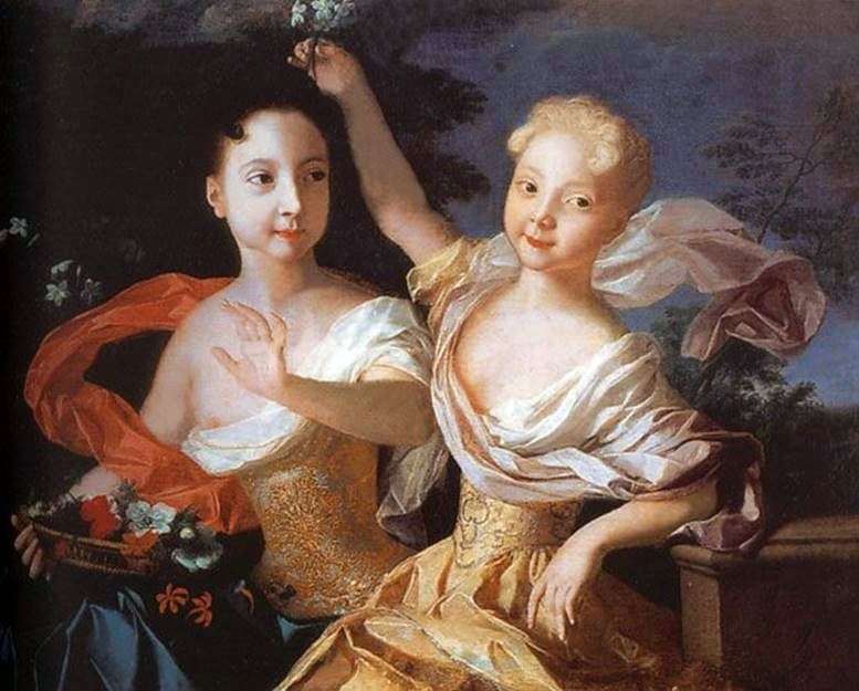 Ritratto di Tsarevna Anna Petrovna e Elizaveta Petrovna   Louis Caravaque