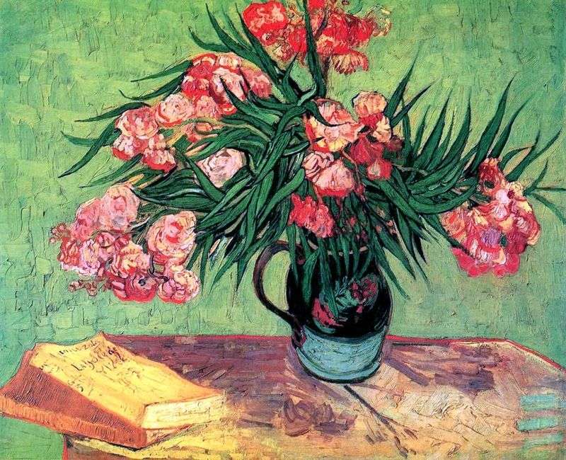 Still Life: A Vase with Oleanders and Books   Vincent Van Gogh