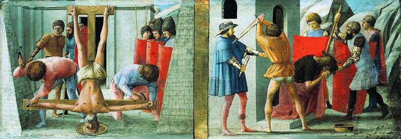 La crocifissione di Pietro e la decapitazione di Giovanni Battista   Masaccio