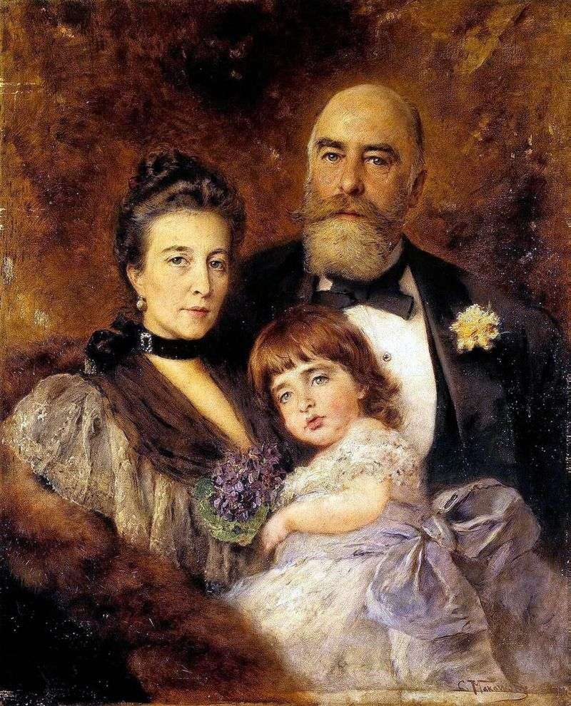 Ritratto di gruppo di M. S. Volkov, S. N. Volkova e S. M. Volkov Manzey   Vladimir Makovsky