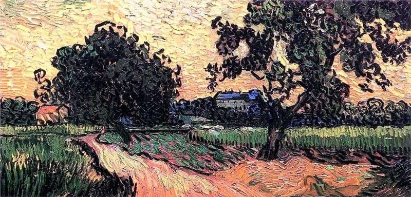 Abbellisca con il castello sopra al tramonto   Vincent Van Gogh