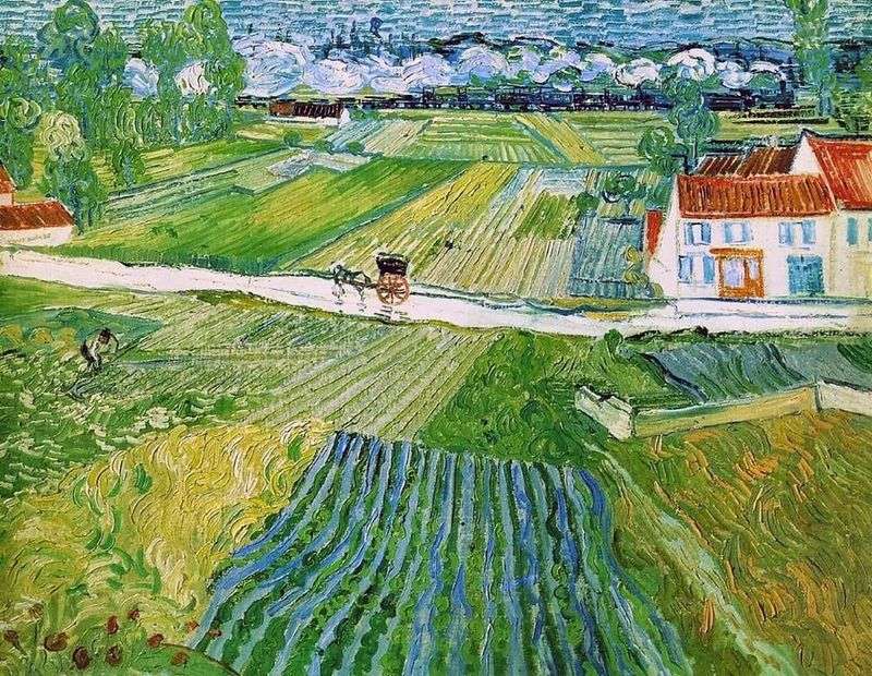 Paesaggio con equipaggio e treno sullo sfondo (Paesaggio ad Auvers dopo la pioggia)   Vincent Van Gogh