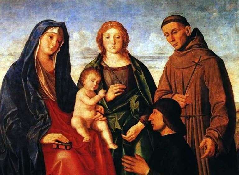 Maria con il bambino, San Francesco dAssisi, il Santo e il Donatore   Vincenzo Catena