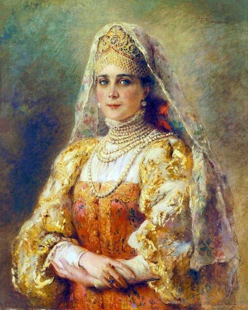 Ritratto della principessa Zinaida Nikolaevna Yusupova in costume russo   Konstantin Makovsky