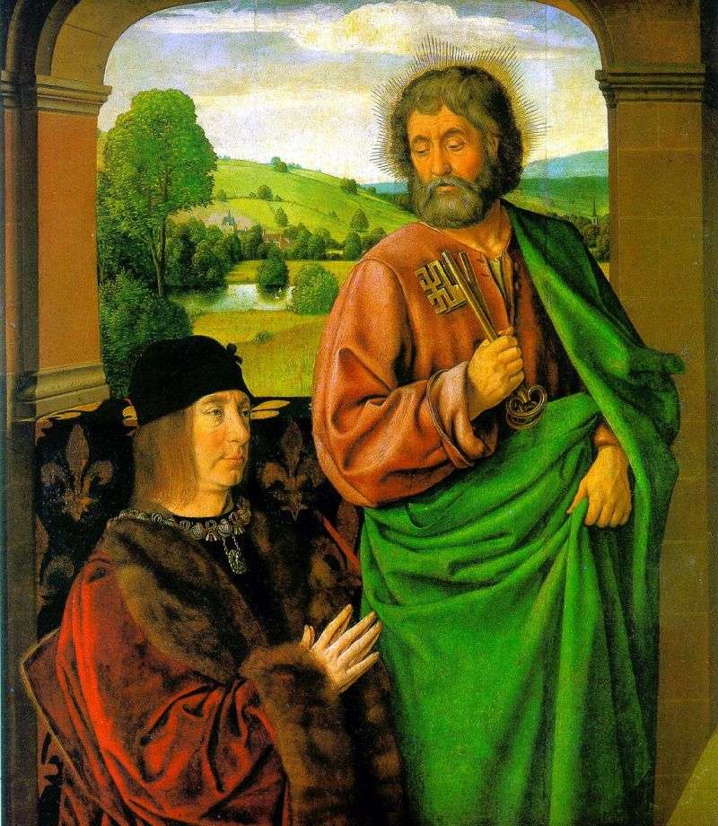 Pierre II, duca di Borbone con sv. Patrono dellApostolo Pietro   Jean Hey