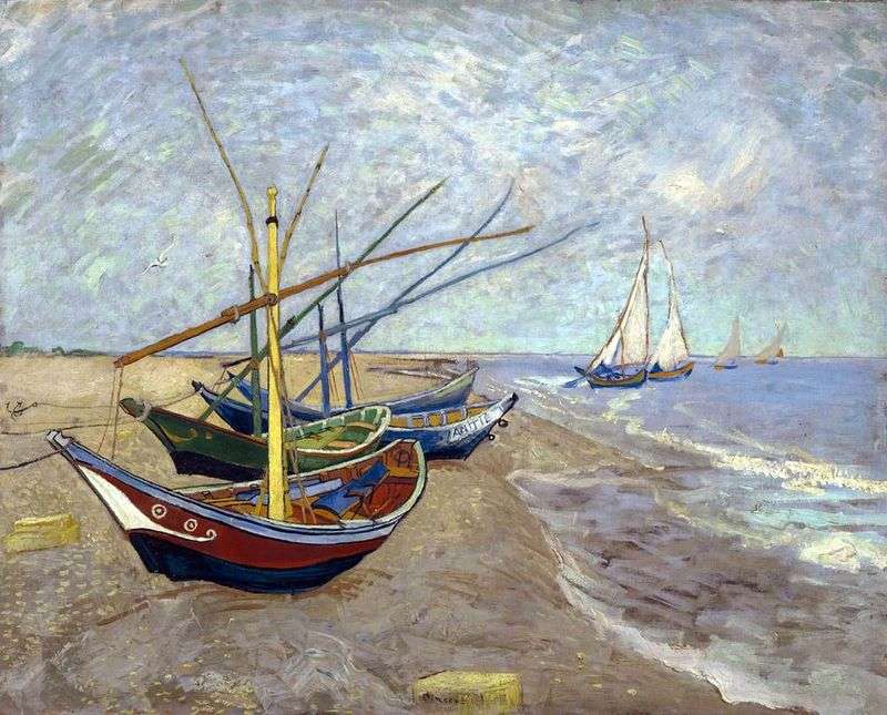 Barche da pesca sulla spiaggia di Sainte Marie   Vincent Van Gogh