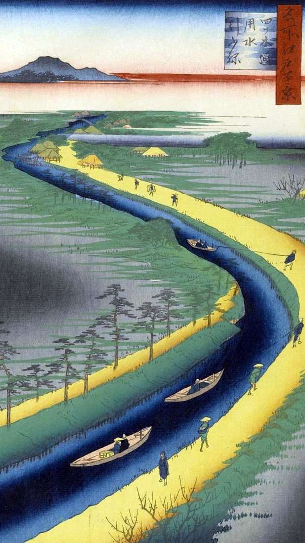 Rimorchiatori sul canale Etsugi Dori   Utagawa Hiroshige