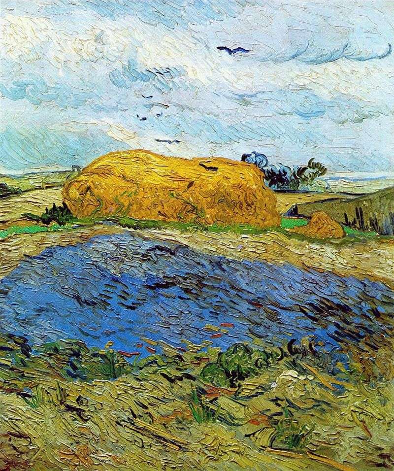 Mucchi di fieno sotto un cielo piovoso   Vincent Van Gogh