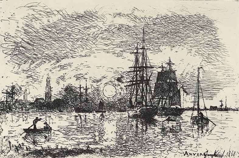 Tramonto al porto di Anversa   Yongkind Johann Barthold