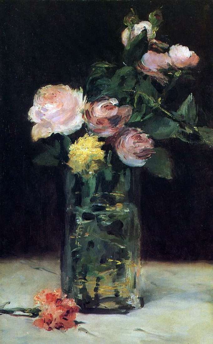 Rose in un vaso di cristallo   Edouard Manet