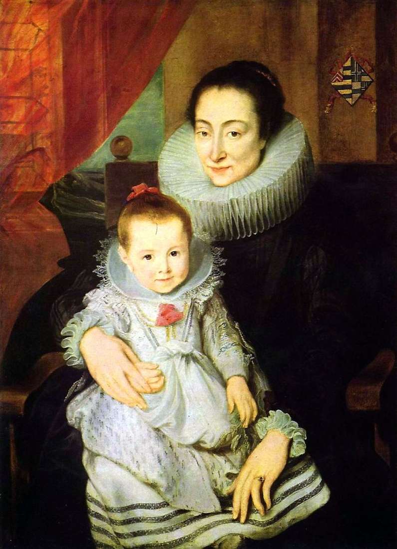 Ritratto di Mary Clarissa, moglie di Jan Voverius, con un bambino   Anthony Van Dyck