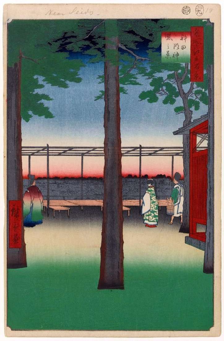 Santuario di Kanda Mingjin allalba   Utagawa Hiroshige