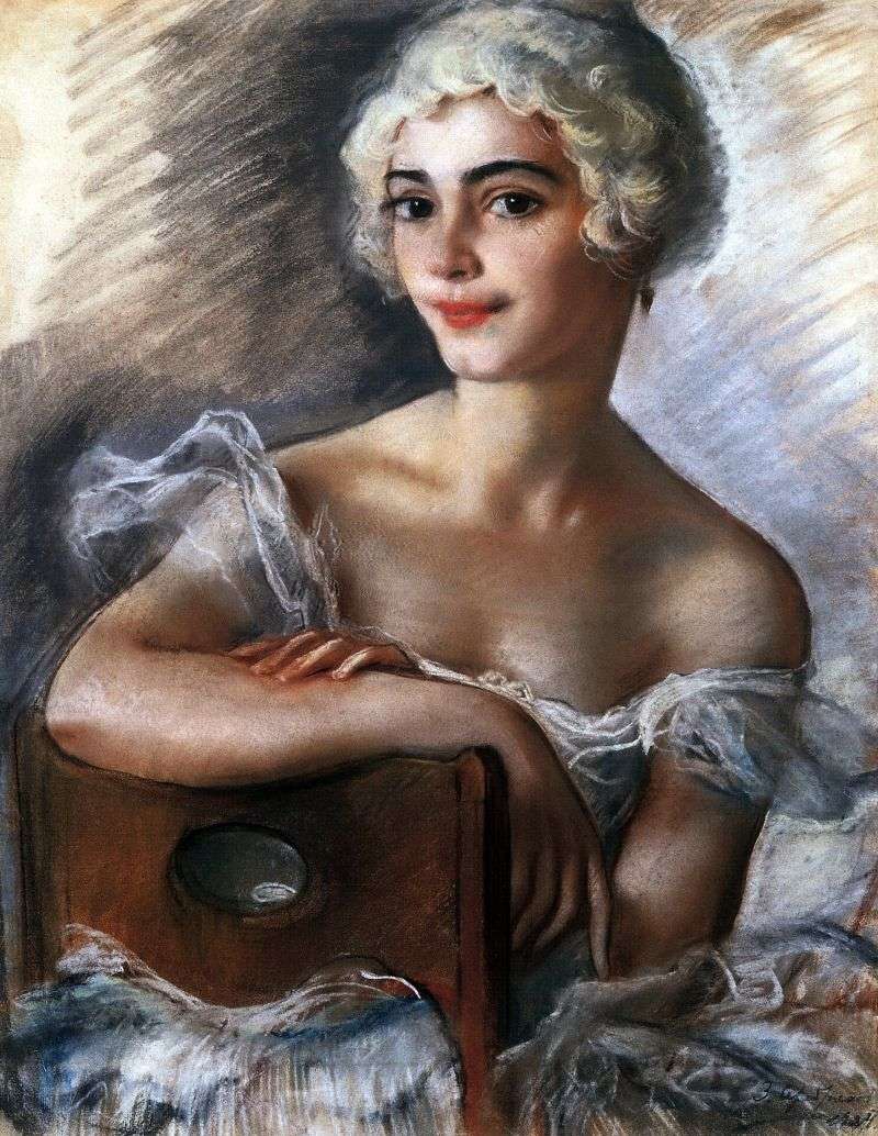 Ritratto di E. N. Heidenreich in parrucca bianca   Zinaida Serebryakova