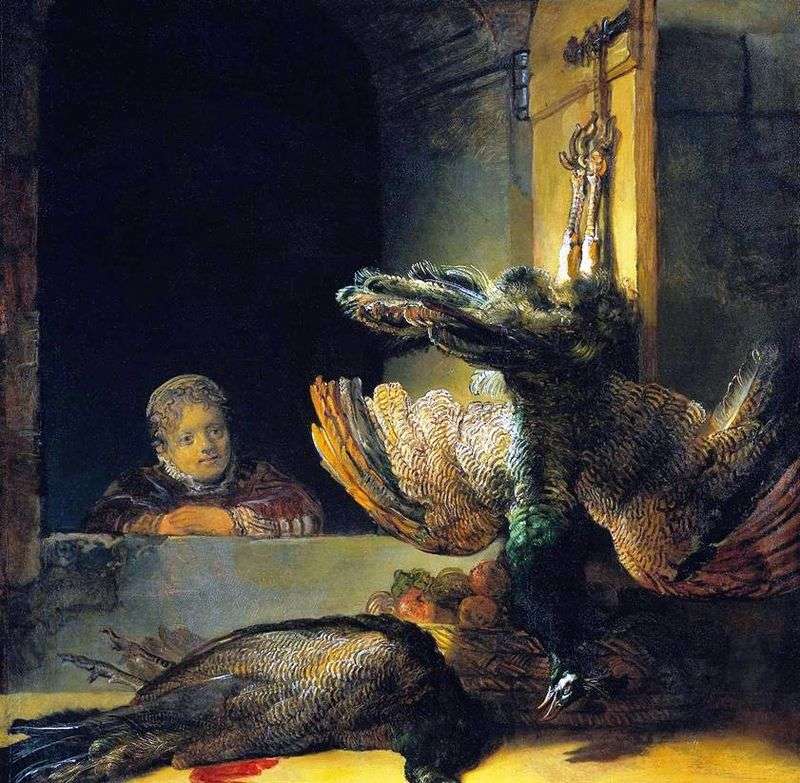 Natura morta con un pavone   Rembrandt Harmens Van Rhine