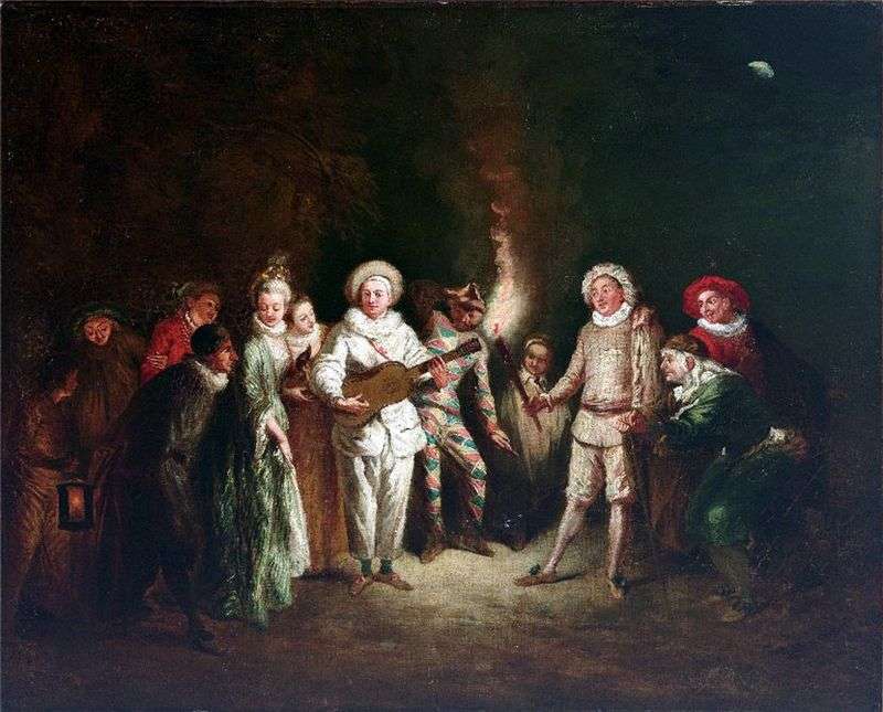 Scena al teatro italiano   Jean Antoine Watteau