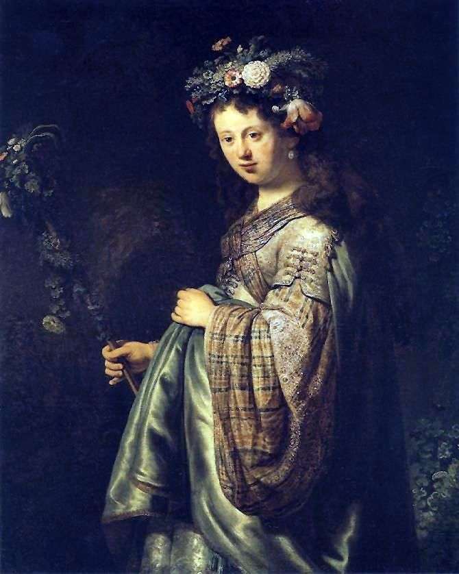 Ritratto di Saskia come Flora   Rembrandt Harmens Van Rhine
