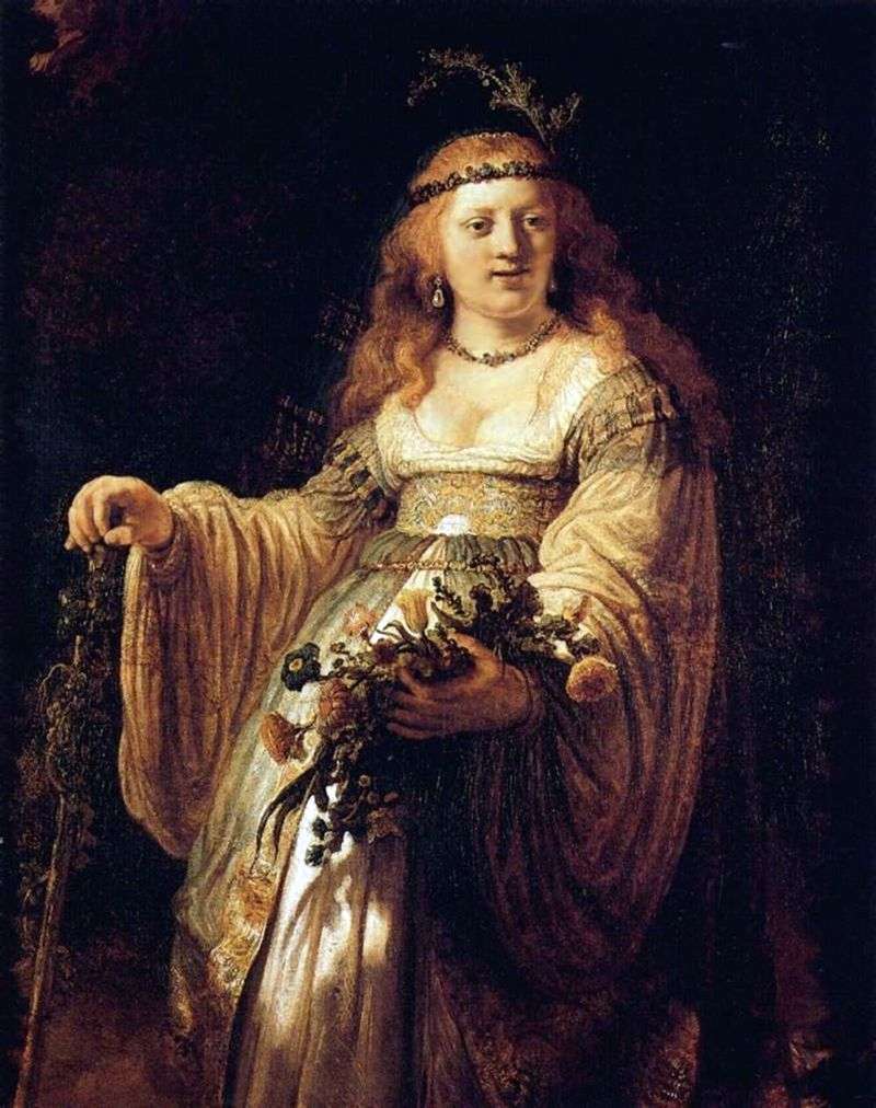Ritratto di Saskia in costume da pastore   Rembrandt Harmens Van Rhine