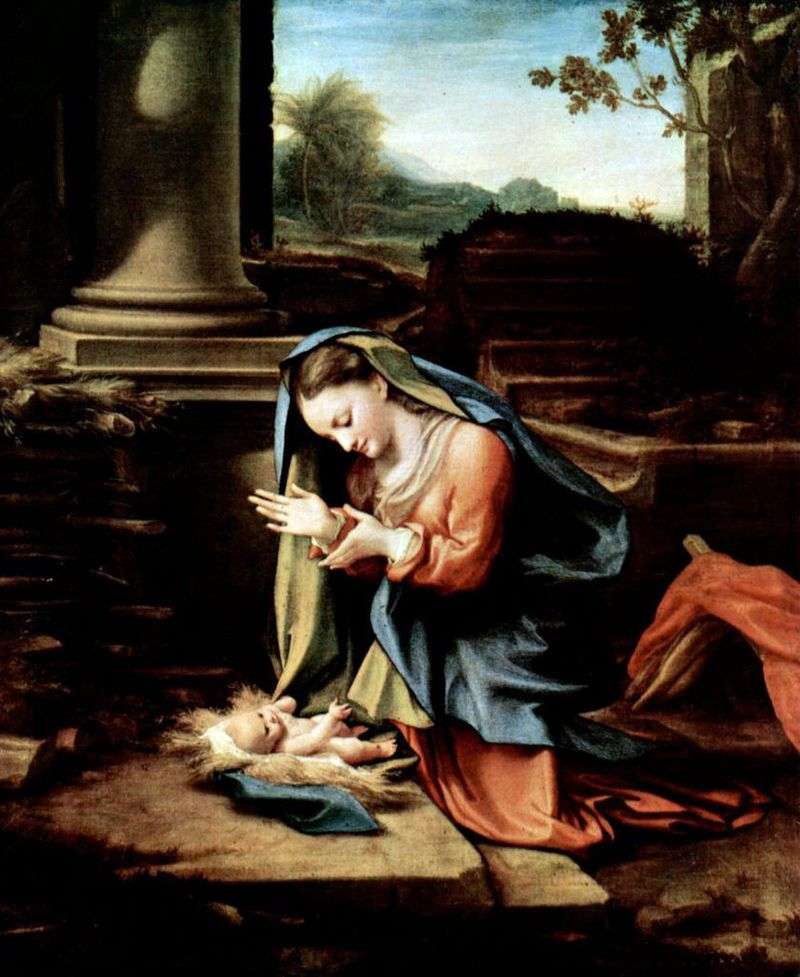 Vergine Maria, adorando il bambino   Correggio (Antonio Allegri)