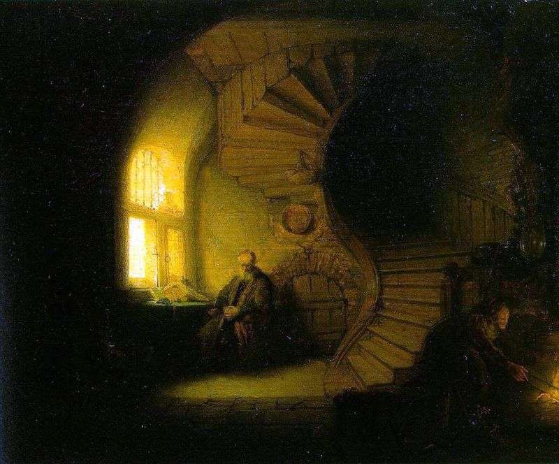 Filosofo che medita nella sua stanza   Rembrandt Harmens Van Rhine