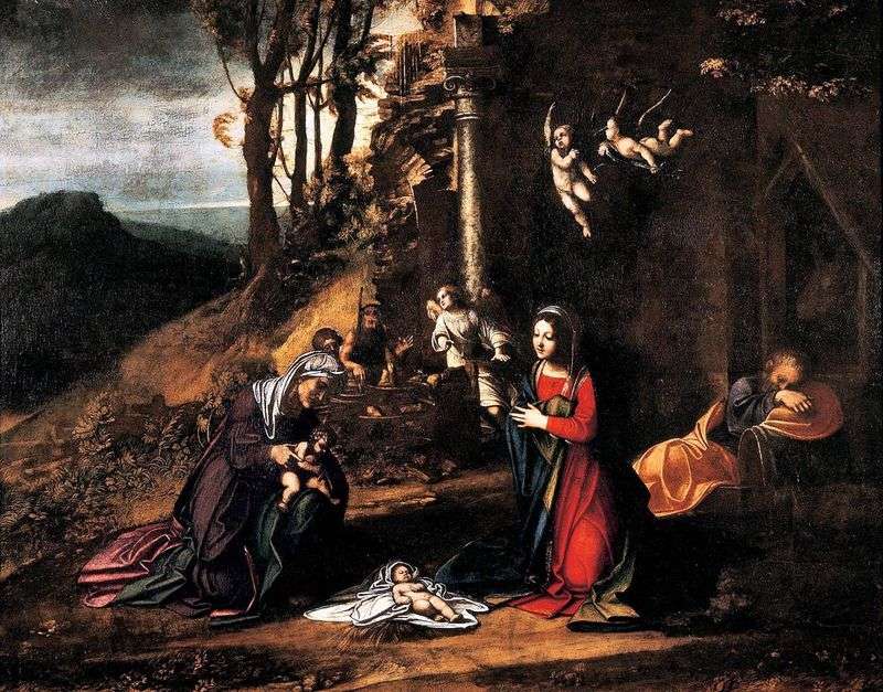 Natale con San Elisabetta e il piccolo Giovanni Battista   Correggio (Antonio Allegri)