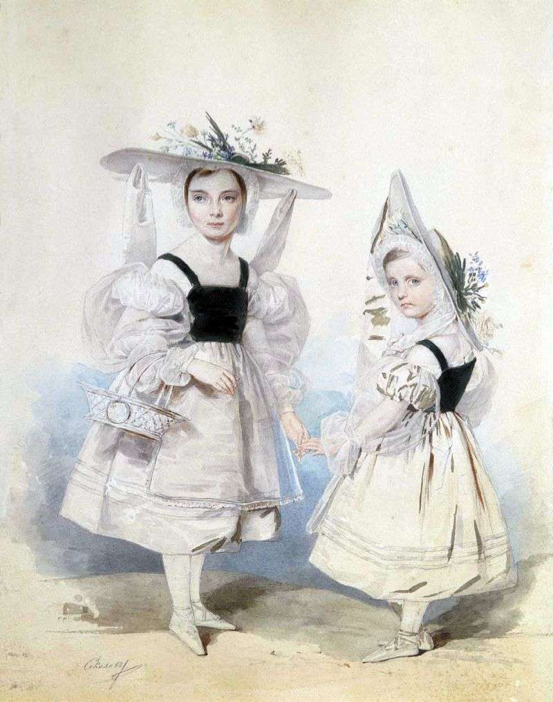 Ritratto delle sorelle di Anna ed Ekaterina Vasilchikov in costume   Peter Sokolov