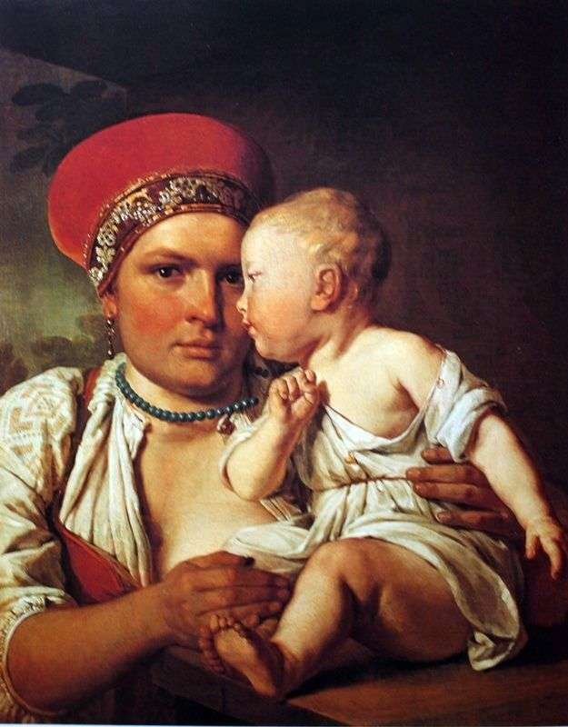 Linfermiera bagnata con il bambino   Alexey Venetsianov