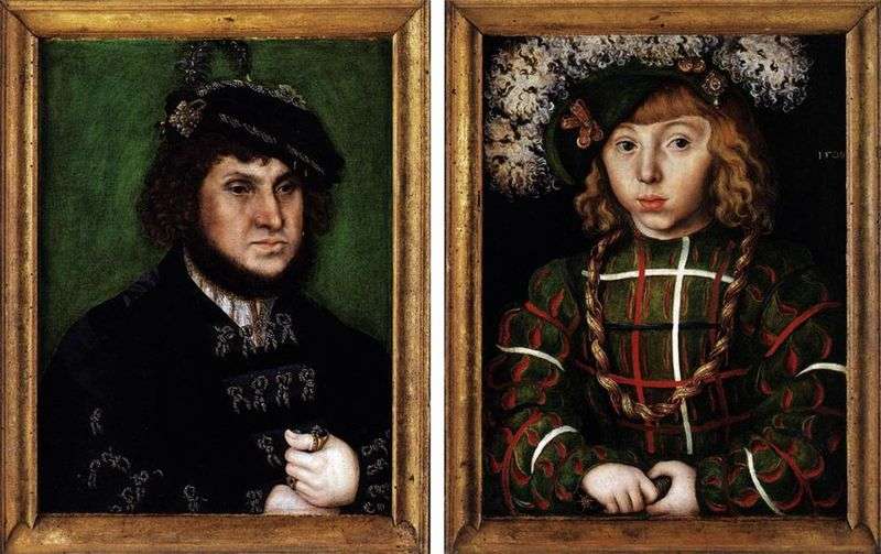 Doppio ritratto di Johann Tverdy e di suo figlio Johann Friedrich   Lukas Cranach