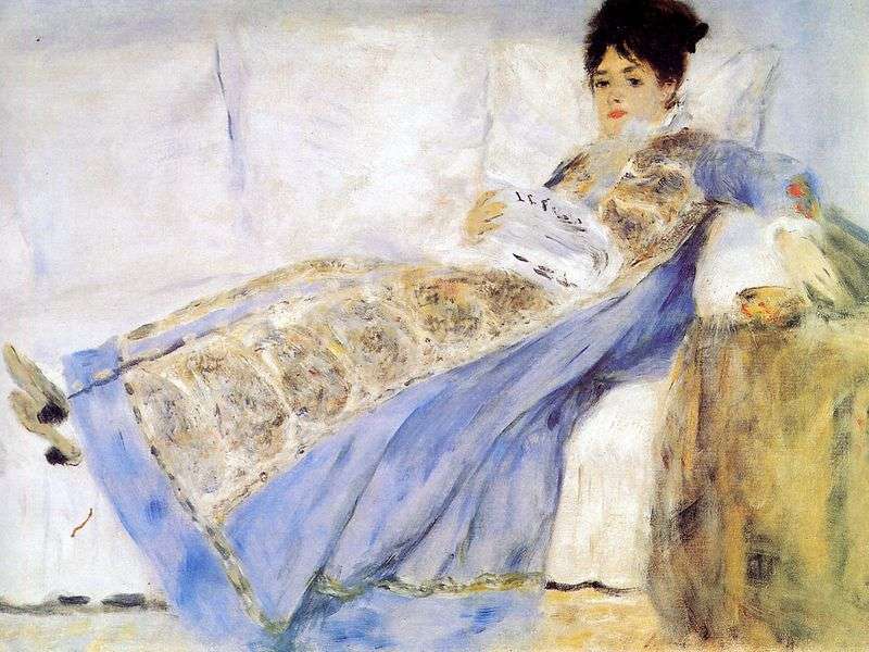 Ritratto della moglie di Claude Monet sul divano   Pierre Auguste Renoir