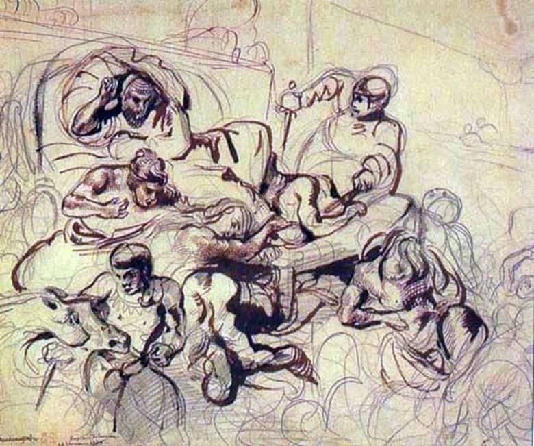 Bozzetto per il dipinto La morte di Sardanapala   Eugene Delacroix