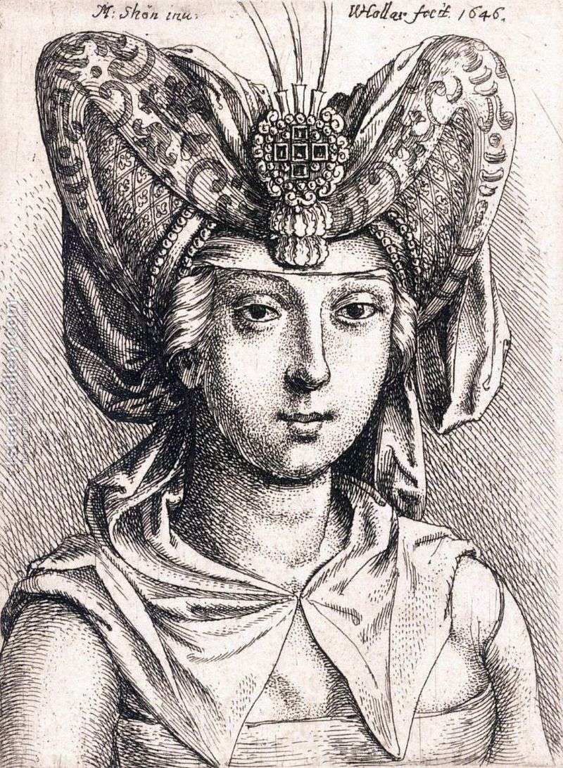 Ritratto di una giovane donna in un turbante   Martin Schongauer