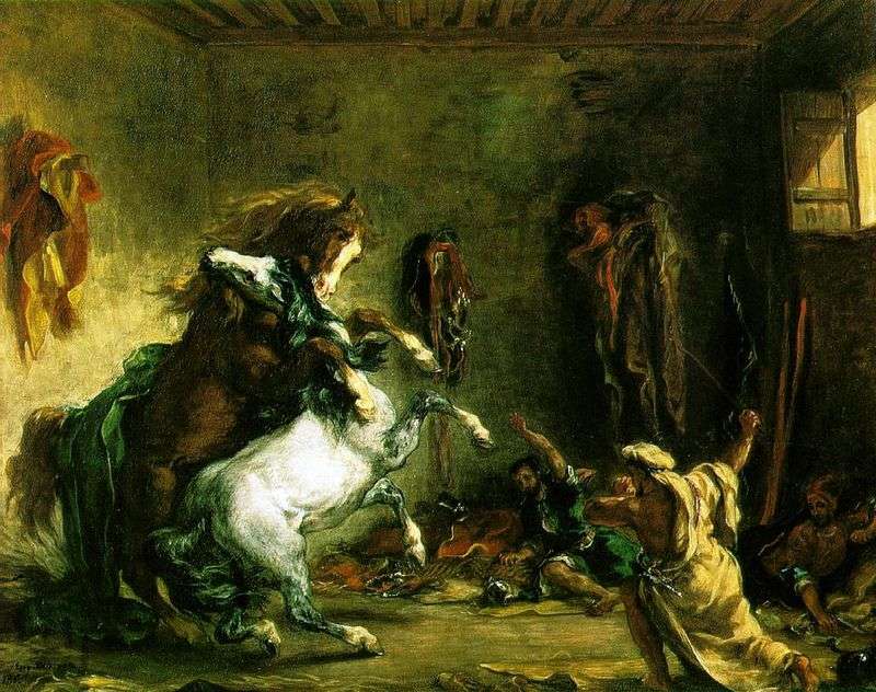 Lotta dei cavalli arabi   Eugene Delacroix