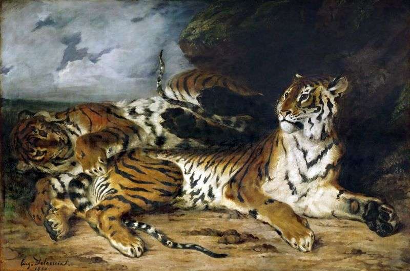Tiger Cub gioca con sua madre   Eugene Delacroix