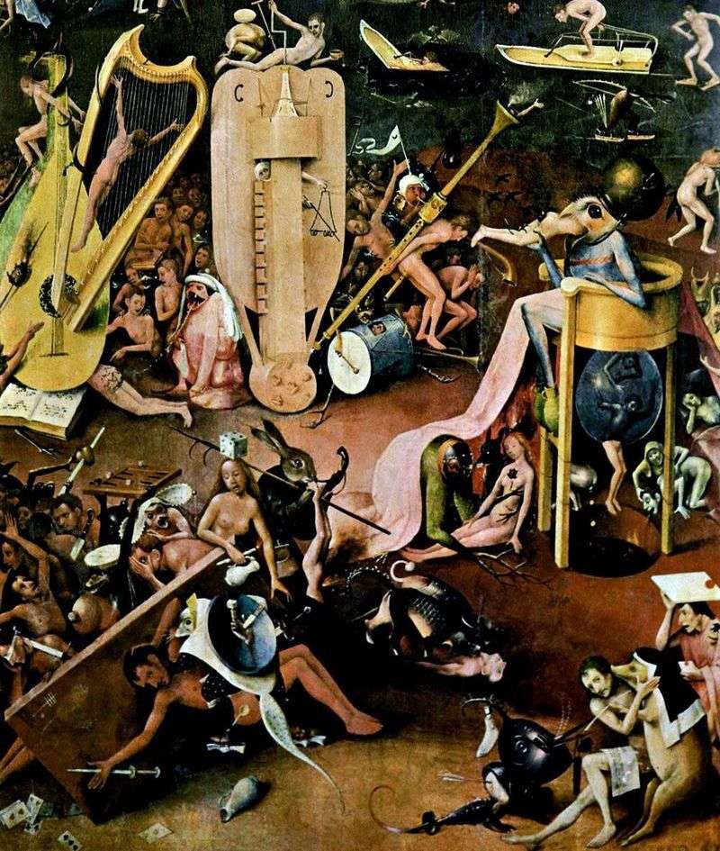 Linferno. Dettaglio trittico Giardino delle delizie terrene   Hieronymus Bosch