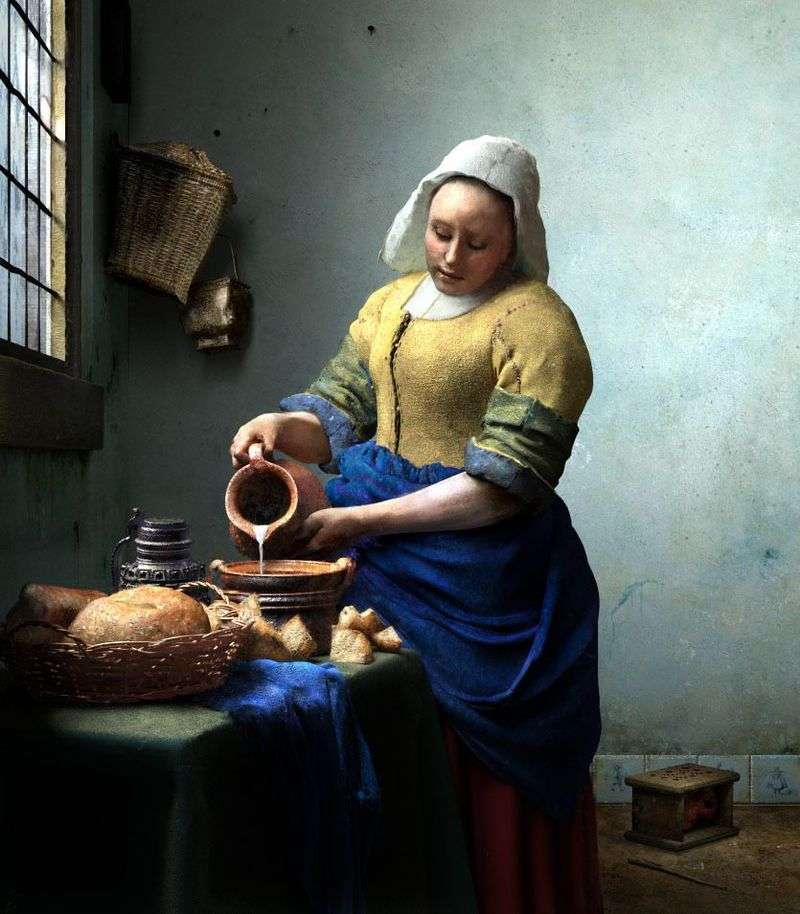 Cameriera con una brocca di latte   Jan Vermeer
