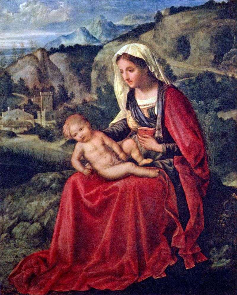 Vergine Maria con un bambino sullo sfondo del paesaggio   Giorgione