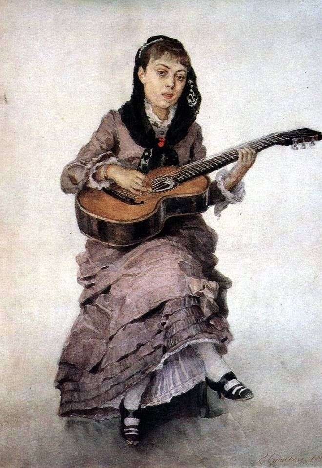 Ritratto della principessa S. A. Kropotkina con una chitarra   Vasily Surikov