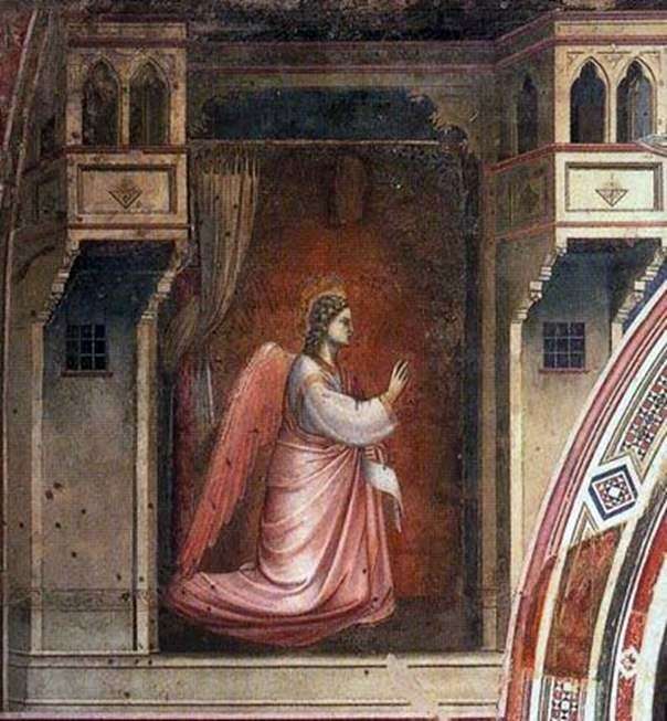 La figura dellArcangelo Gabriele con laffresco Annunciazione   Giotto