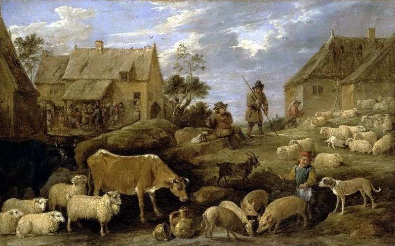 Paesaggio con un pastore e un gregge   David Teniers