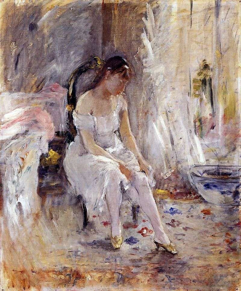 Ragazza che indossa le calze   Bertha Morisot
