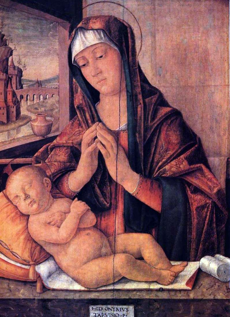 Maria con un bambino che dorme   Girolamo da Treviso